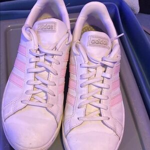 Adidas Women's White and Pink Sneakers